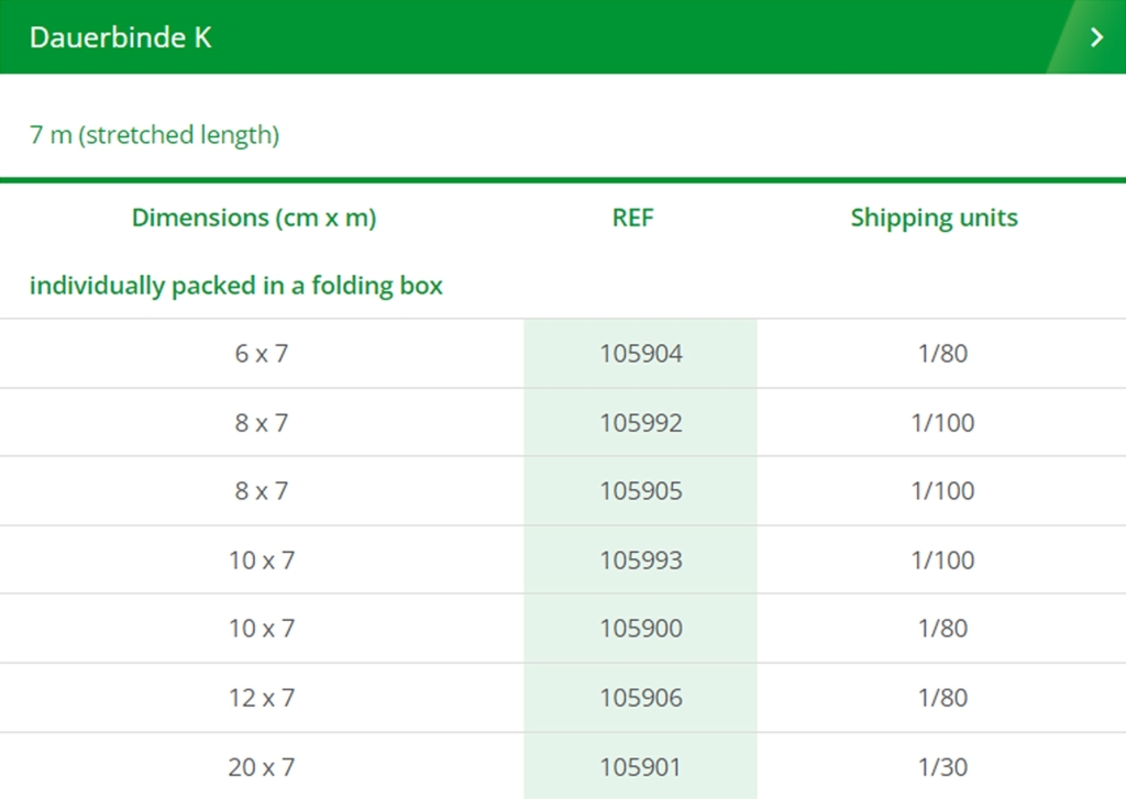 Dauerbinde K (باند کشی بلند)
